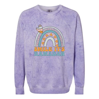 Ramadan Mubarak Smile Its Ramadan Muslim Islamic Fasting Gift Colorblast Crewneck Sweatshirt