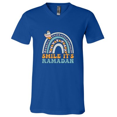 Ramadan Mubarak Smile Its Ramadan Muslim Islamic Fasting Gift V-Neck T-Shirt