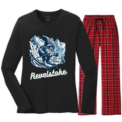 Revelstoke Mountain Ski Resort Gnome Adventure Hike Camp Women's Long Sleeve Flannel Pajama Set 