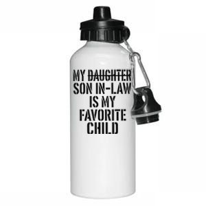 Retro My Son In Law Is My Favorite Child Funny Family Humor Aluminum Water Bottle