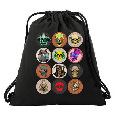 Rock music skulls make a style statement Drawstring Bag