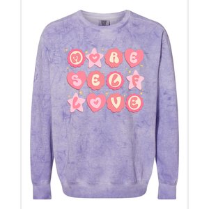 Retro More Self Love Groovy Valentine Heart Retro Colorblast Crewneck Sweatshirt