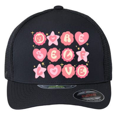 Retro More Self Love Groovy Valentine Heart Retro Flexfit Unipanel Trucker Cap