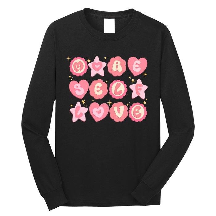 Retro More Self Love Groovy Valentine Heart Retro Long Sleeve Shirt