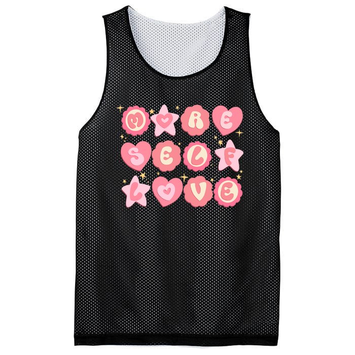 Retro More Self Love Groovy Valentine Heart Retro Mesh Reversible Basketball Jersey Tank