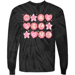 Retro More Self Love Groovy Valentine Heart Retro Tie-Dye Long Sleeve Shirt