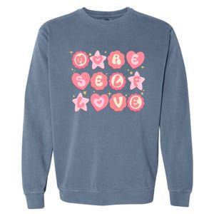 Retro More Self Love Groovy Valentine Heart Retro Garment-Dyed Sweatshirt