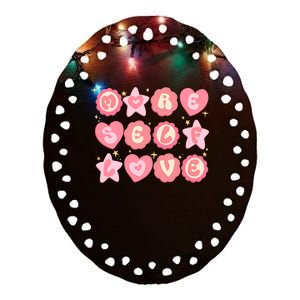 Retro More Self Love Groovy Valentine Heart Retro Ceramic Oval Ornament