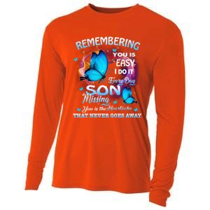 Remembering My Son Everyday Missing You Is The Heartache Gift Cooling Performance Long Sleeve Crew