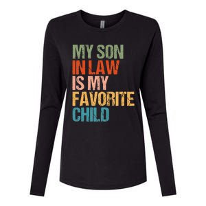 Retro My Son In Law Is My Favorite Child Funny Family Humor Womens Cotton Relaxed Long Sleeve T-Shirt