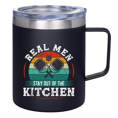 Real M.E.N Stay Out Of The Kitchen Pickleball 12oz Stainless Steel Coffee Mug