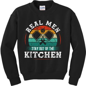 Real M.E.N Stay Out Of The Kitchen Pickleball Kids Sweatshirt