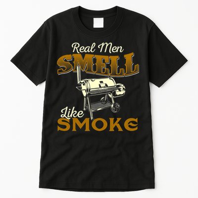 Real Men Smell Like Smoke Pitmaster BBQ Smoker Grilling Tall T-Shirt