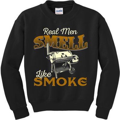 Real Men Smell Like Smoke Pitmaster BBQ Smoker Grilling Kids Sweatshirt