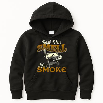 Real Men Smell Like Smoke Pitmaster BBQ Smoker Grilling Kids Hoodie