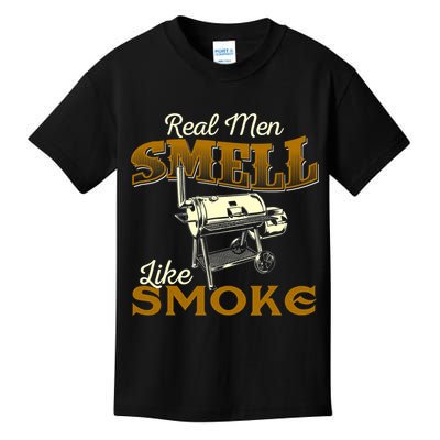 Real Men Smell Like Smoke Pitmaster BBQ Smoker Grilling Kids T-Shirt