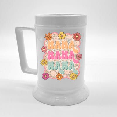 Retro Mama Smiley Face Leopard Mom Beer Stein