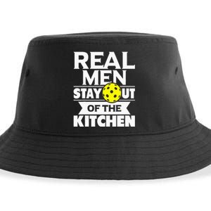 Real Men Stay Out Of The Kitchen Funny Pickleball Paddleball Sustainable Bucket Hat