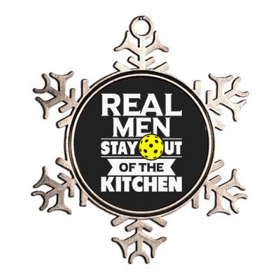 Real Men Stay Out Of The Kitchen Funny Pickleball Paddleball Metallic Star Ornament