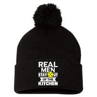 Real Men Stay Out Of The Kitchen Funny Pickleball Paddleball Pom Pom 12in Knit Beanie