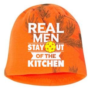 Real Men Stay Out Of The Kitchen Funny Pickleball Paddleball Kati - Camo Knit Beanie