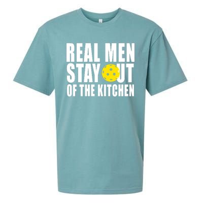 Real Men Stay Out Of The Kitchen Pickle Ball Sueded Cloud Jersey T-Shirt