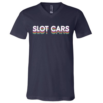 Retro Minicar Slot Car Rc Car Model Sportsman Slotcar V-Neck T-Shirt