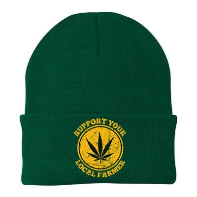 Retro Marijuana Support Your Local Farmer Cannabis Weed 2024 Knit Cap Winter Beanie