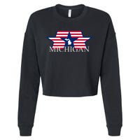Retro Michigan Star Map Cropped Pullover Crew