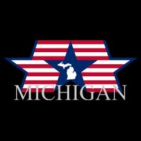 Retro Michigan Star Map Cropped Pullover Crew