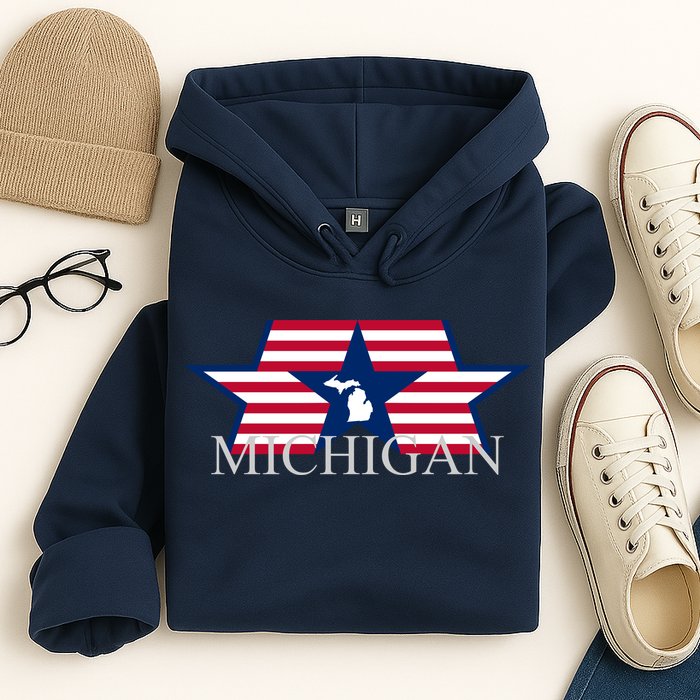 Retro Michigan Star Map Hoodie
