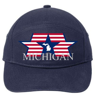 Retro Michigan Star Map 7-Panel Snapback Hat
