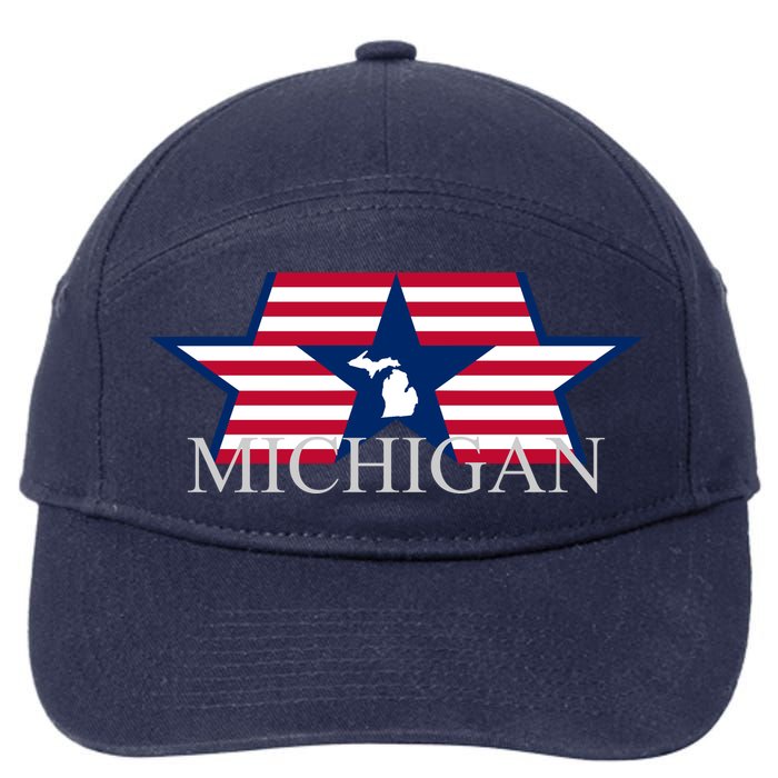 Retro Michigan Star Map 7-Panel Snapback Hat