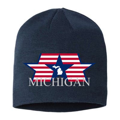 Retro Michigan Star Map Sustainable Beanie