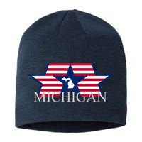 Retro Michigan Star Map Sustainable Beanie