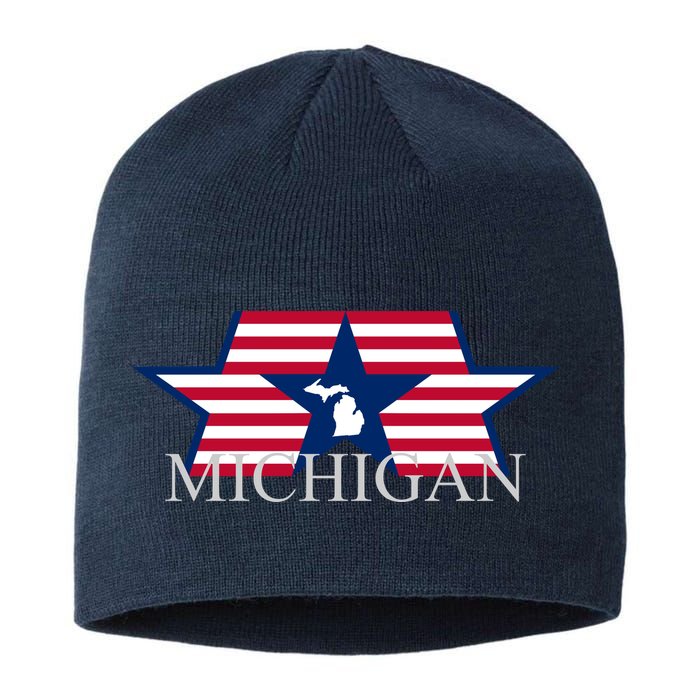 Retro Michigan Star Map Sustainable Beanie