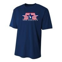 Retro Michigan Star Map Youth Performance Sprint T-Shirt