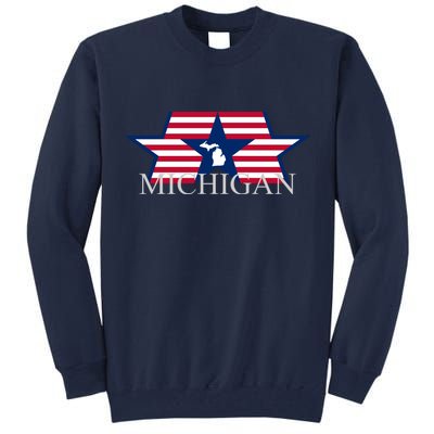 Retro Michigan Star Map Tall Sweatshirt