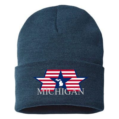 Retro Michigan Star Map Sustainable Knit Beanie