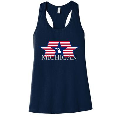 Retro Michigan Star Map Womens Tank Top