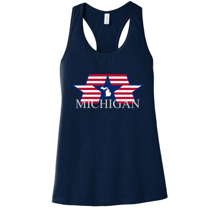Retro Michigan Star Map Womens Tank Top
