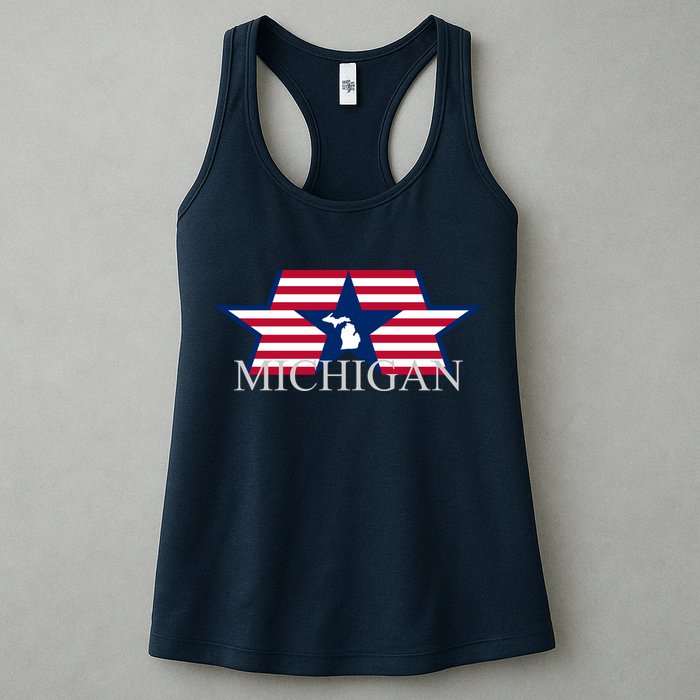 Retro Michigan Star Map Womens Tank Top