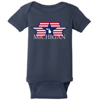 Retro Michigan Star Map Baby Bodysuit