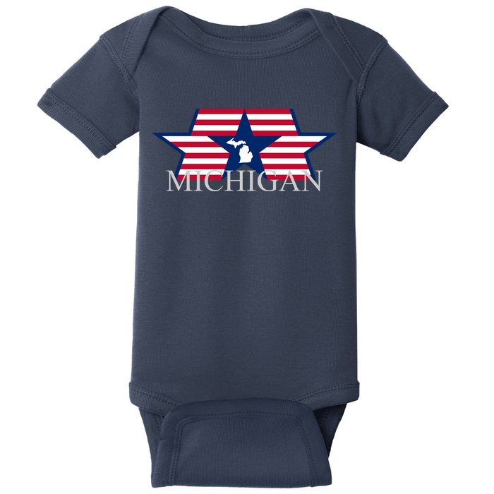 Retro Michigan Star Map Baby Bodysuit