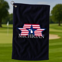 Retro Michigan Star Map Golf Towel