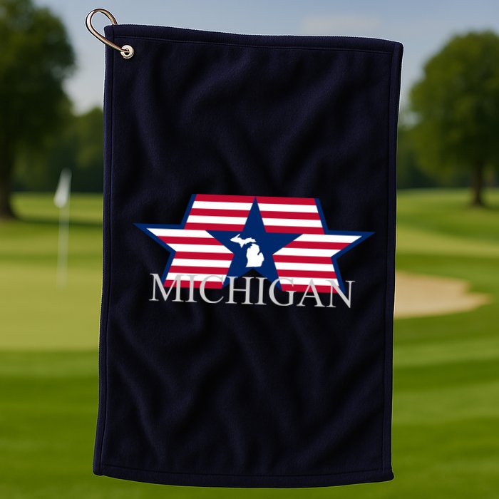 Retro Michigan Star Map Golf Towel