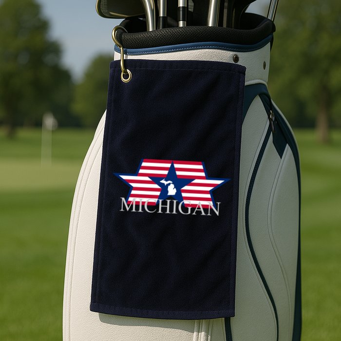 Retro Michigan Star Map Golf Towel