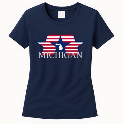 Retro Michigan Star Map Womens T-Shirt