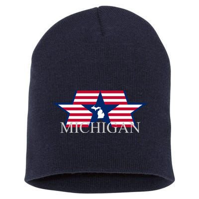 Retro Michigan Star Map Short Acrylic Beanie
