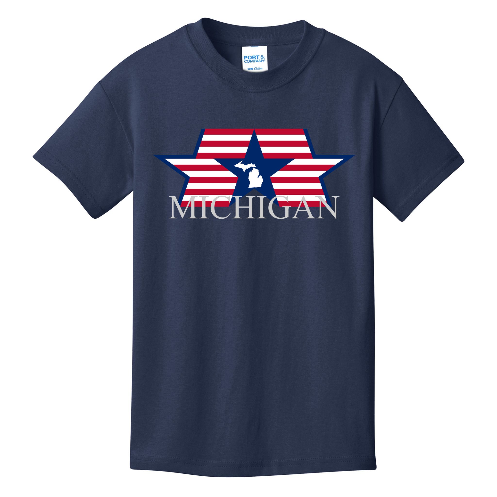 Retro Michigan Star Map Kids T-Shirt